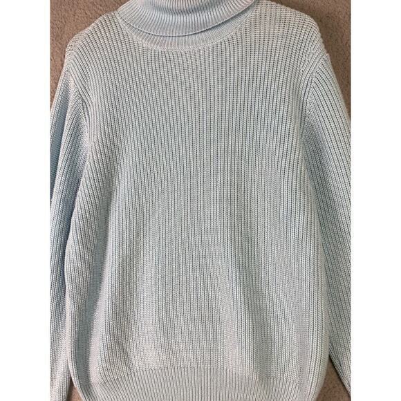 NOVAMEN Light Blue Turtleneck Sweater Polyester Cozy Knit Top Size Large - Picture 10 of 13